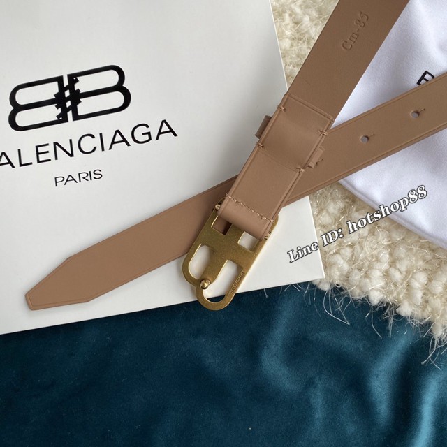 Balenciaga女士皮帶 巴黎世家BB經典logo扣腰帶 巴黎世家小牛皮皮帶  jjp1135